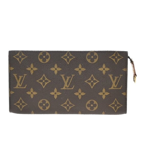 LOUIS VUITTON LV Logo Bucket GM Pouch Bag Monogram Leather Brown Gold - Picture 1 of 13